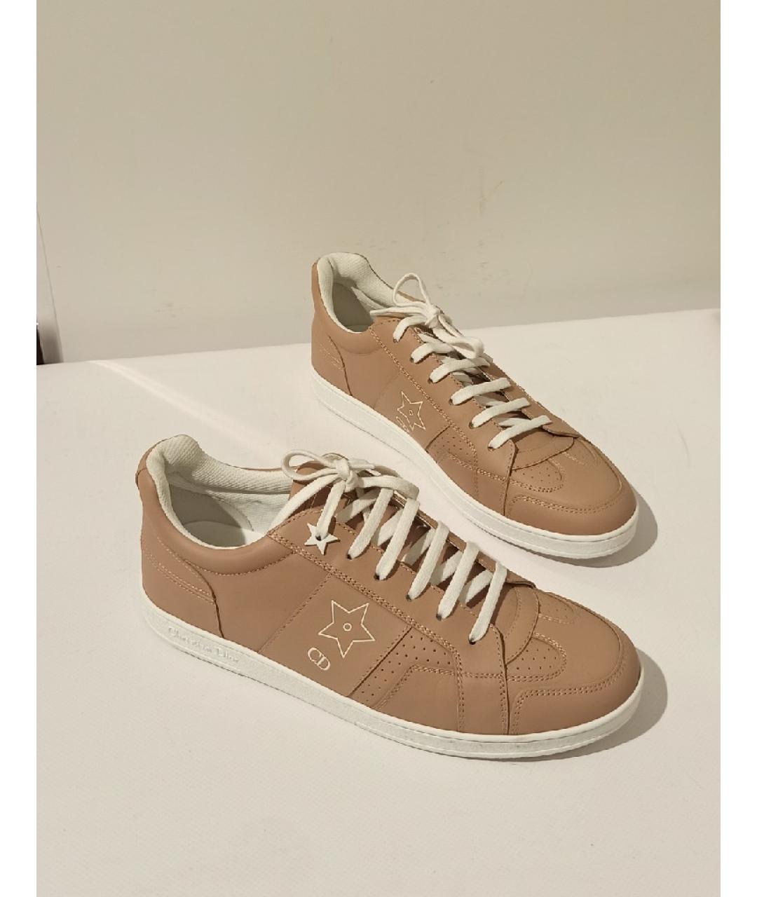 CHRISTIAN DIOR Бежевые кожаные кеды, фото 4