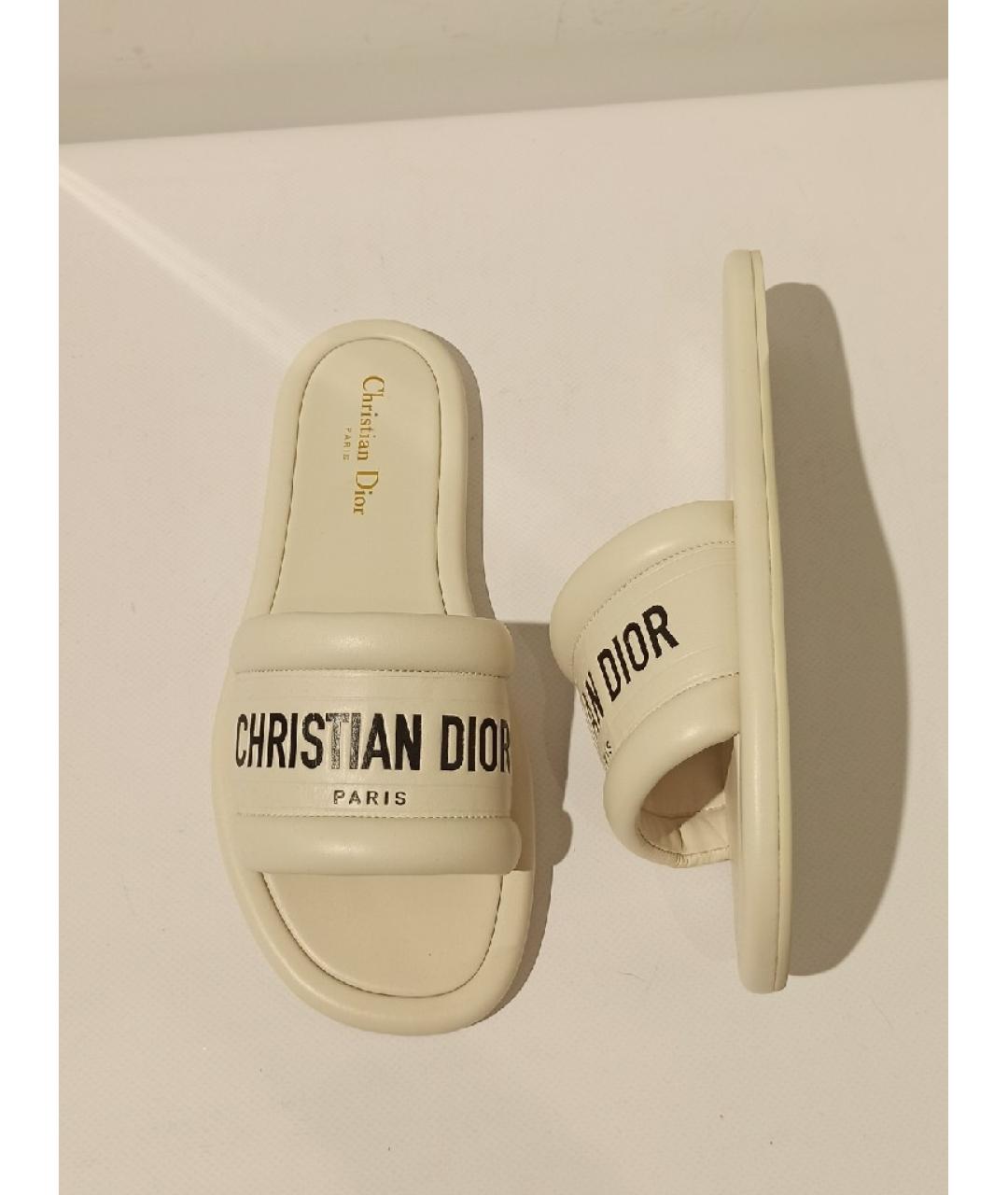 CHRISTIAN DIOR Кожаные шлепанцы, фото 4