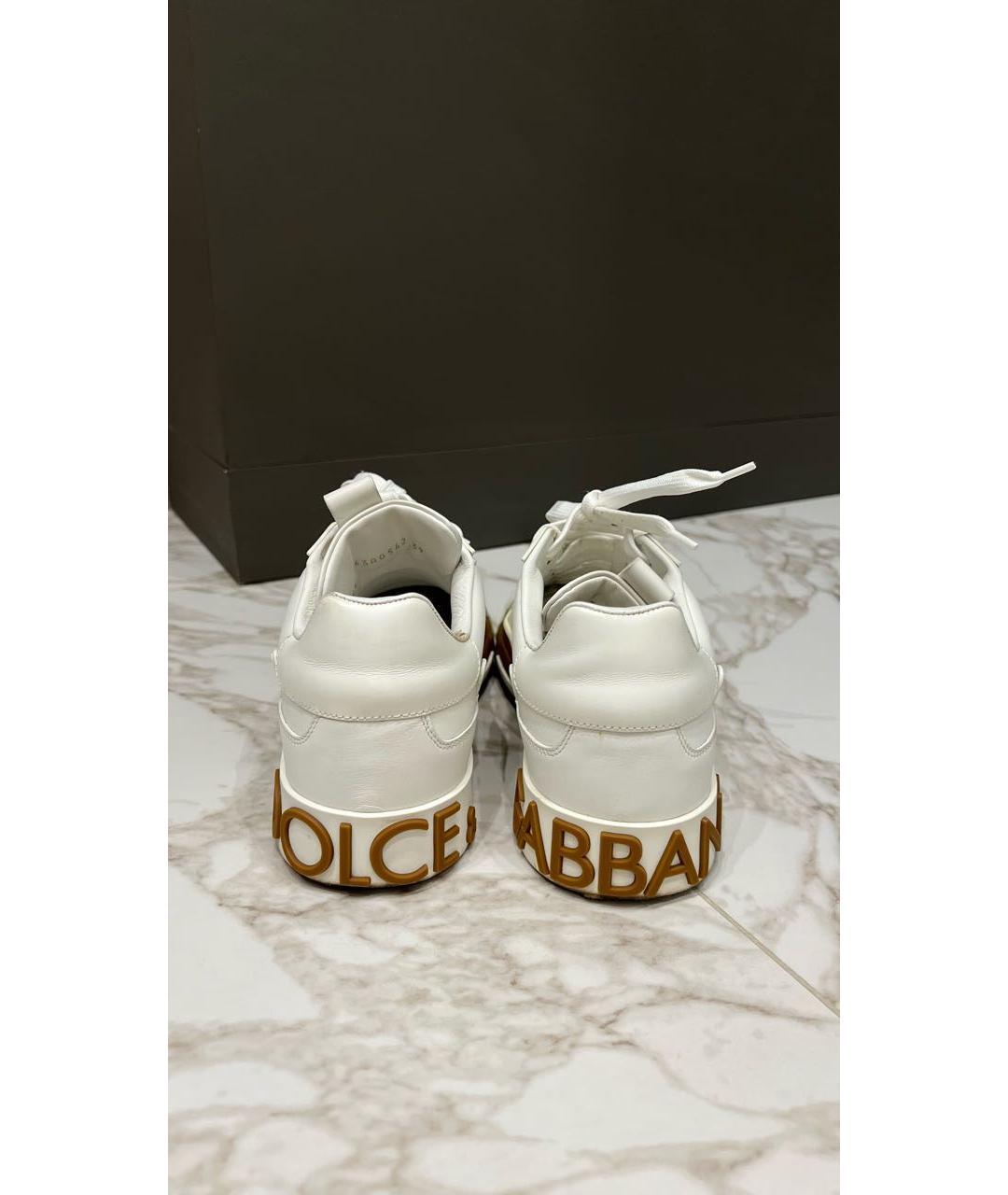 DOLCE&GABBANA Белые кожаные кеды, фото 4
