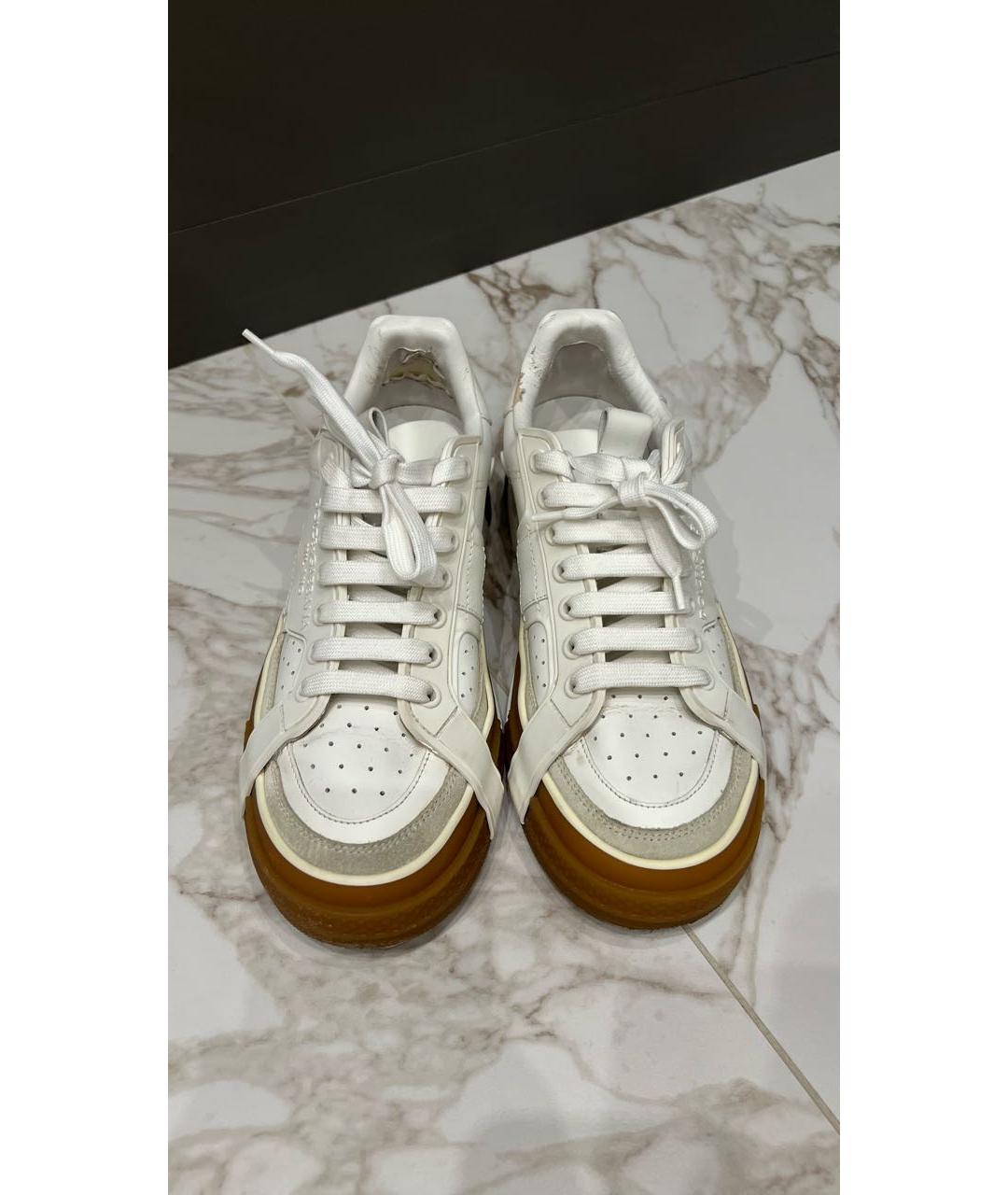 DOLCE&GABBANA Белые кожаные кеды, фото 2