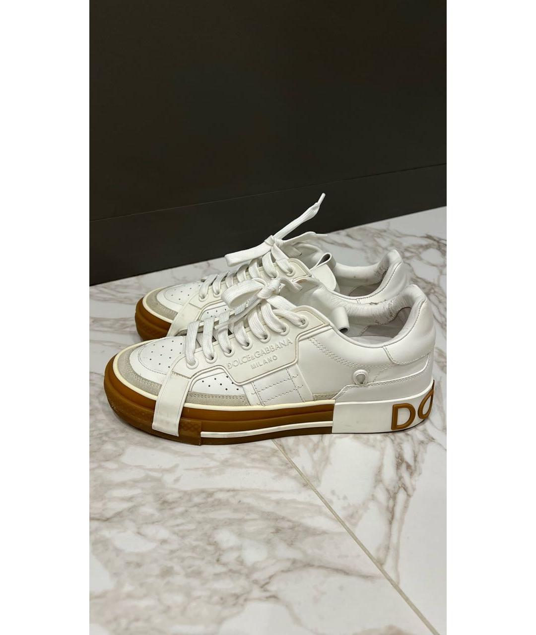 DOLCE&GABBANA Белые кожаные кеды, фото 9
