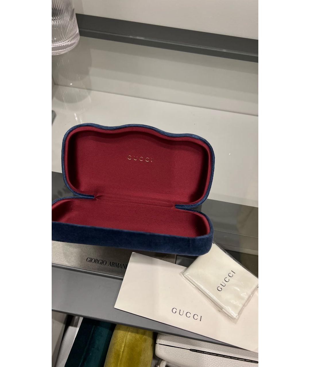 GUCCI Голубые металлические солнцезащитные очки, фото 4