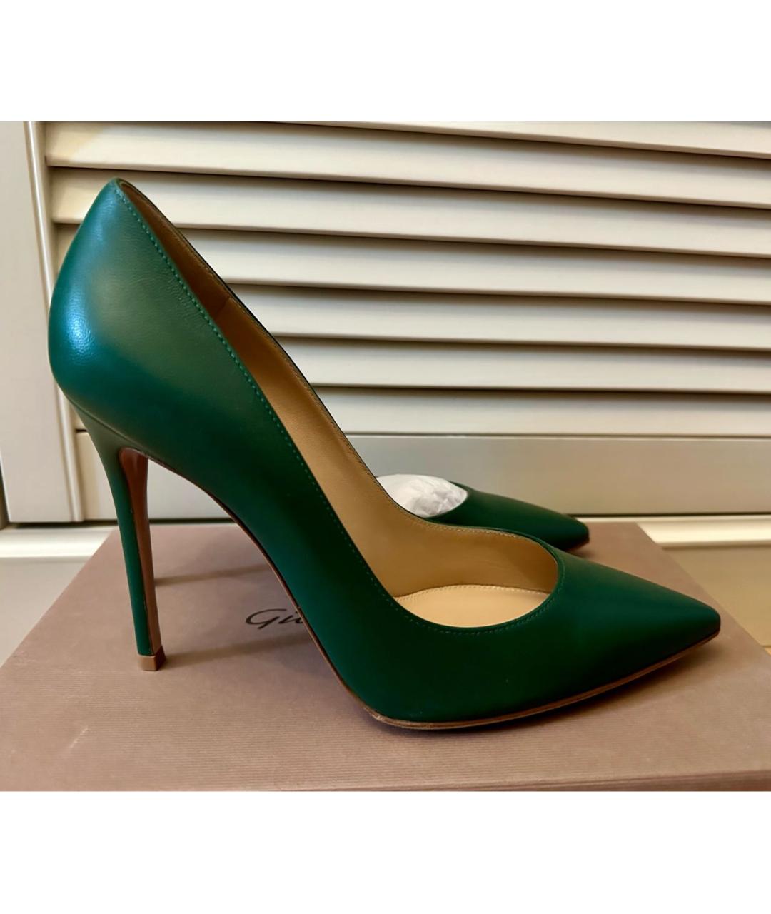 GIANVITO ROSSI Зеленые кожаные туфли, фото 5