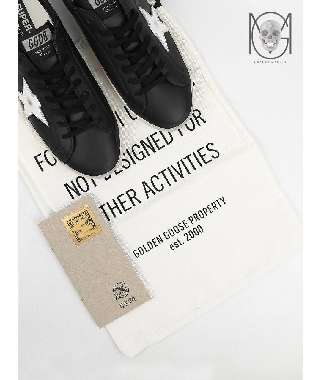 GOLDEN GOOSE DELUXE BRAND Черные кожаные низкие кроссовки / кеды, фото 3