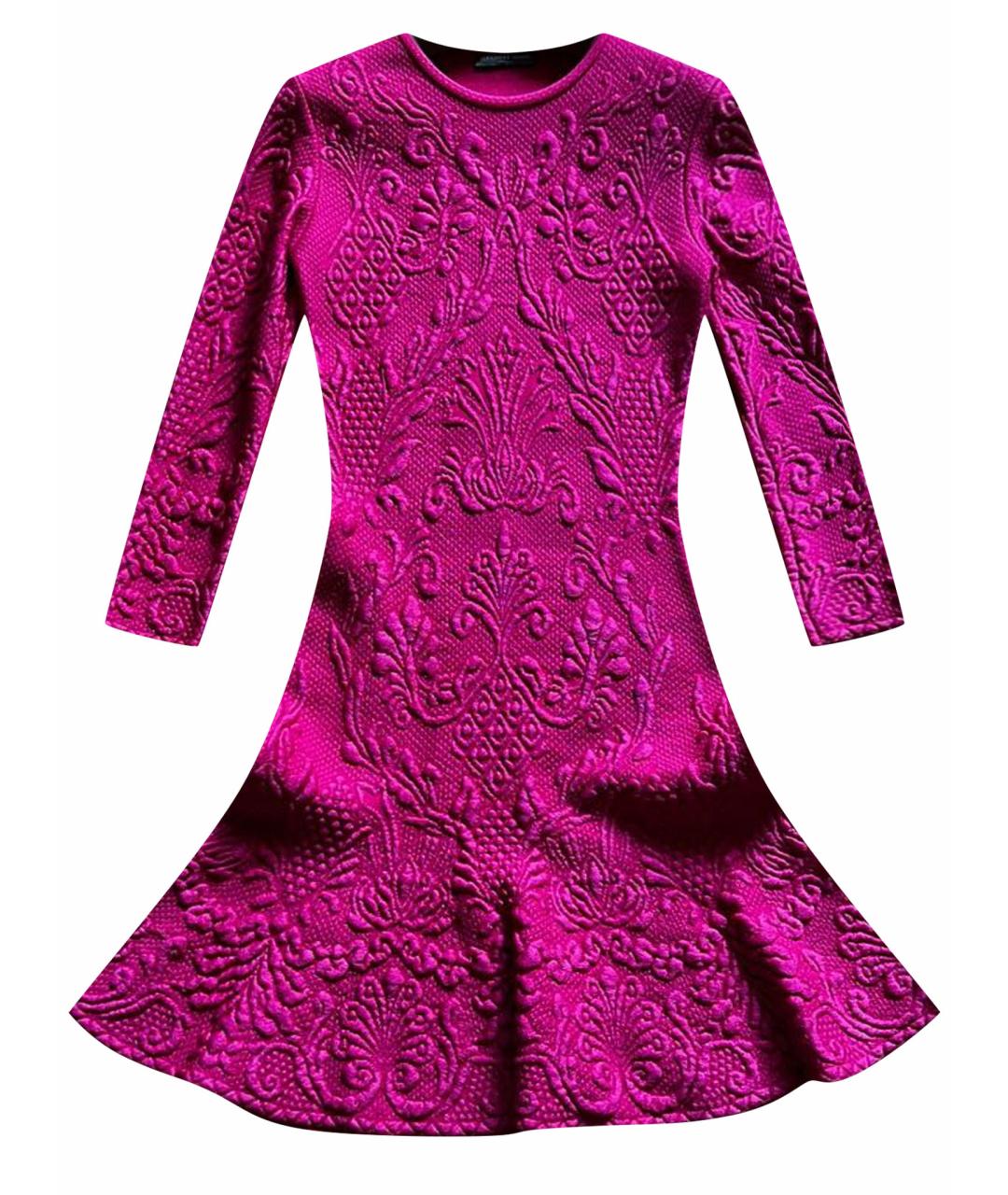 ALEXANDER MCQUEEN Фуксия полиамидовое коктейльное платье, фото 1