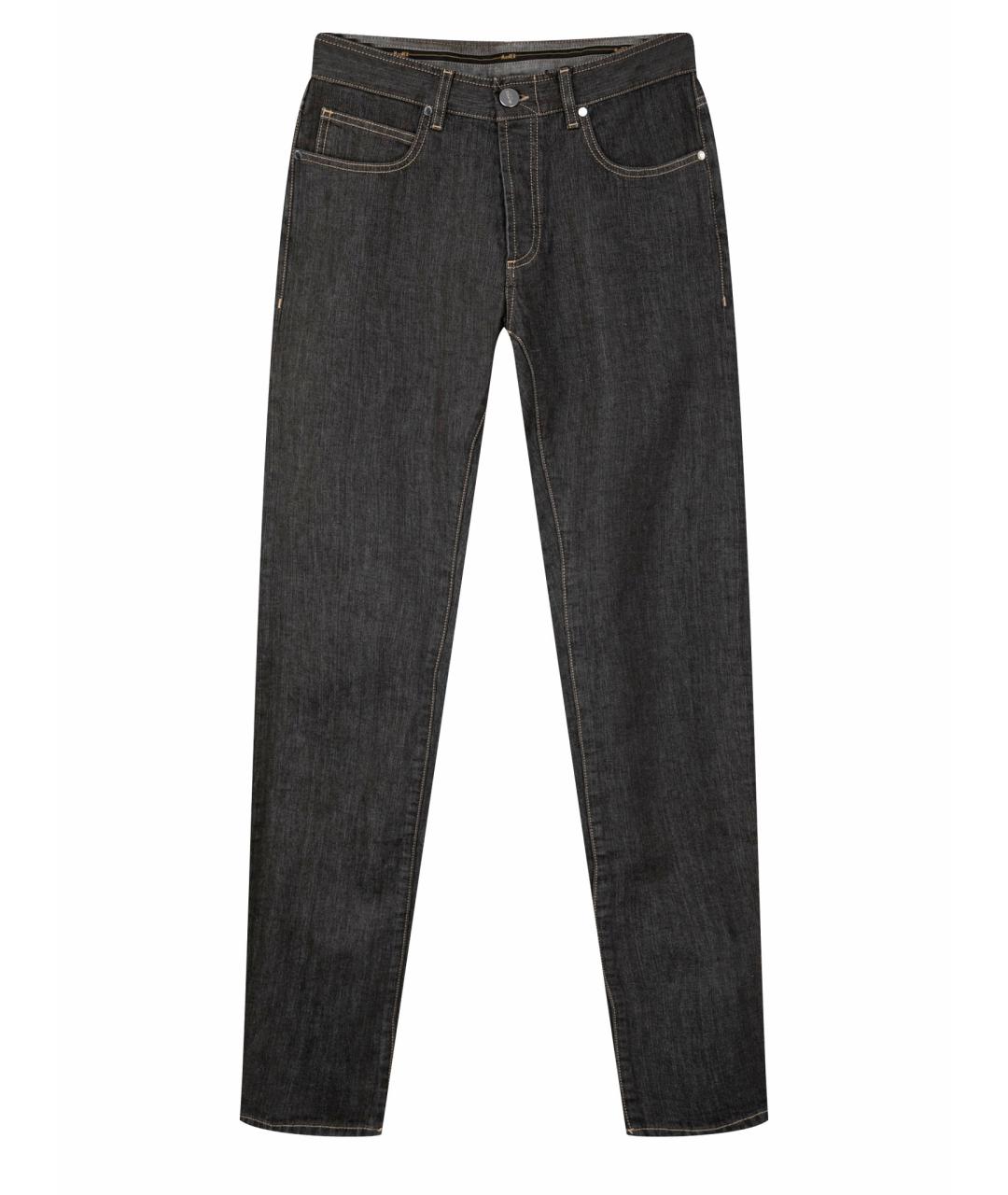 MOORER Серые хлопко-кашемировые прямые джинсы, фото 1