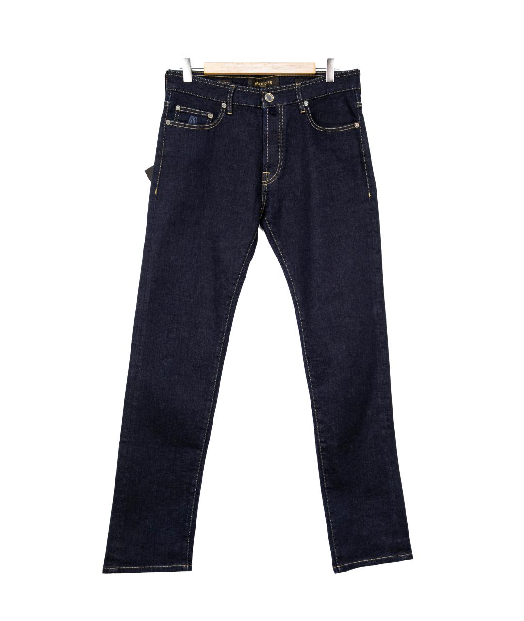 MOORER Темно-синие хлопко-кашемировые прямые джинсы, фото 5