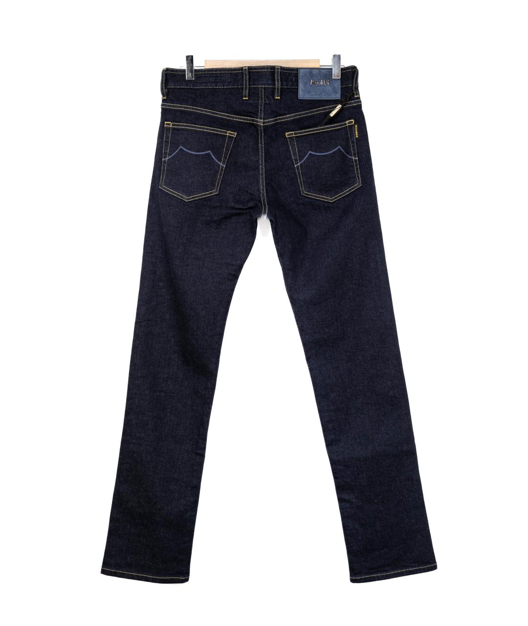 MOORER Темно-синие хлопко-кашемировые прямые джинсы, фото 2
