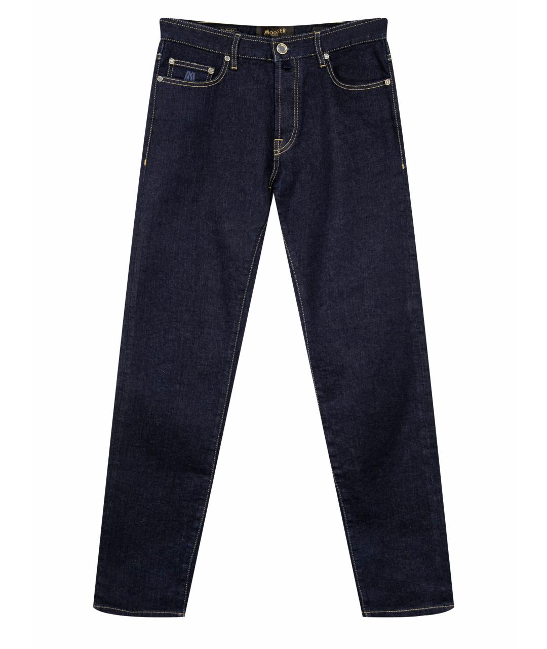 MOORER Темно-синие хлопко-кашемировые прямые джинсы, фото 1