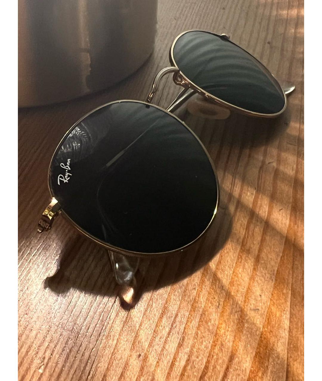RAY BAN Золотые металлические солнцезащитные очки, фото 4