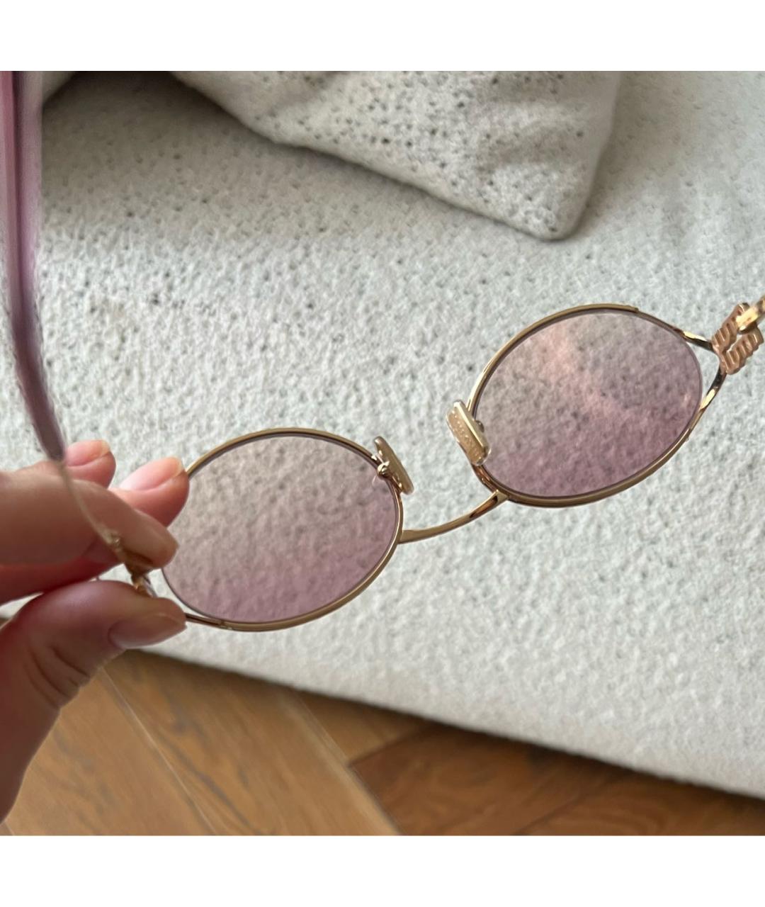 MIU MIU Розовые металлические солнцезащитные очки, фото 6
