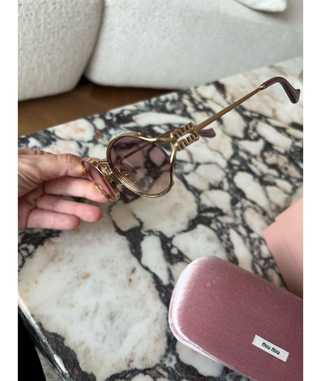 MIU MIU Розовые металлические солнцезащитные очки, фото 4