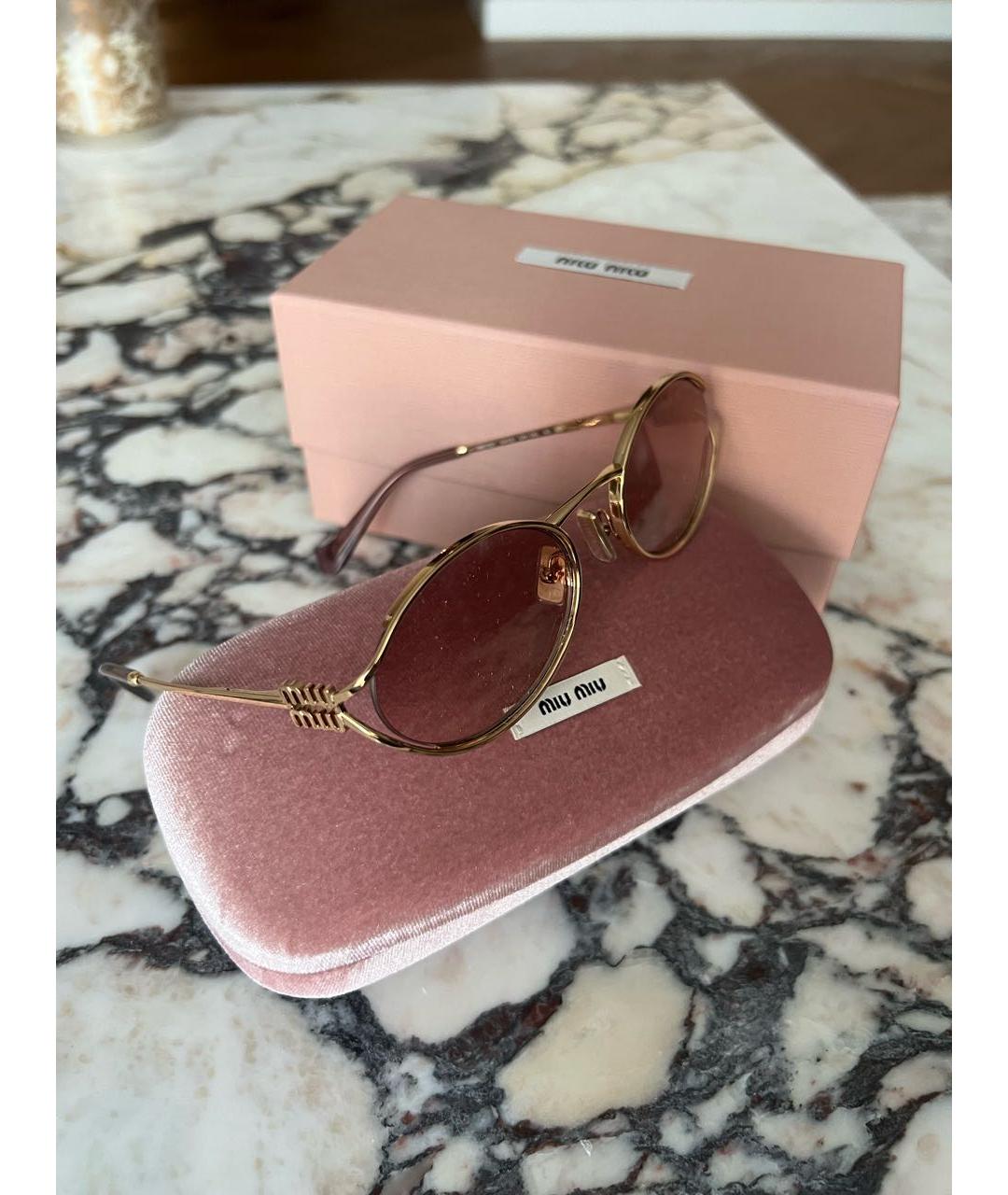 MIU MIU Розовые металлические солнцезащитные очки, фото 3