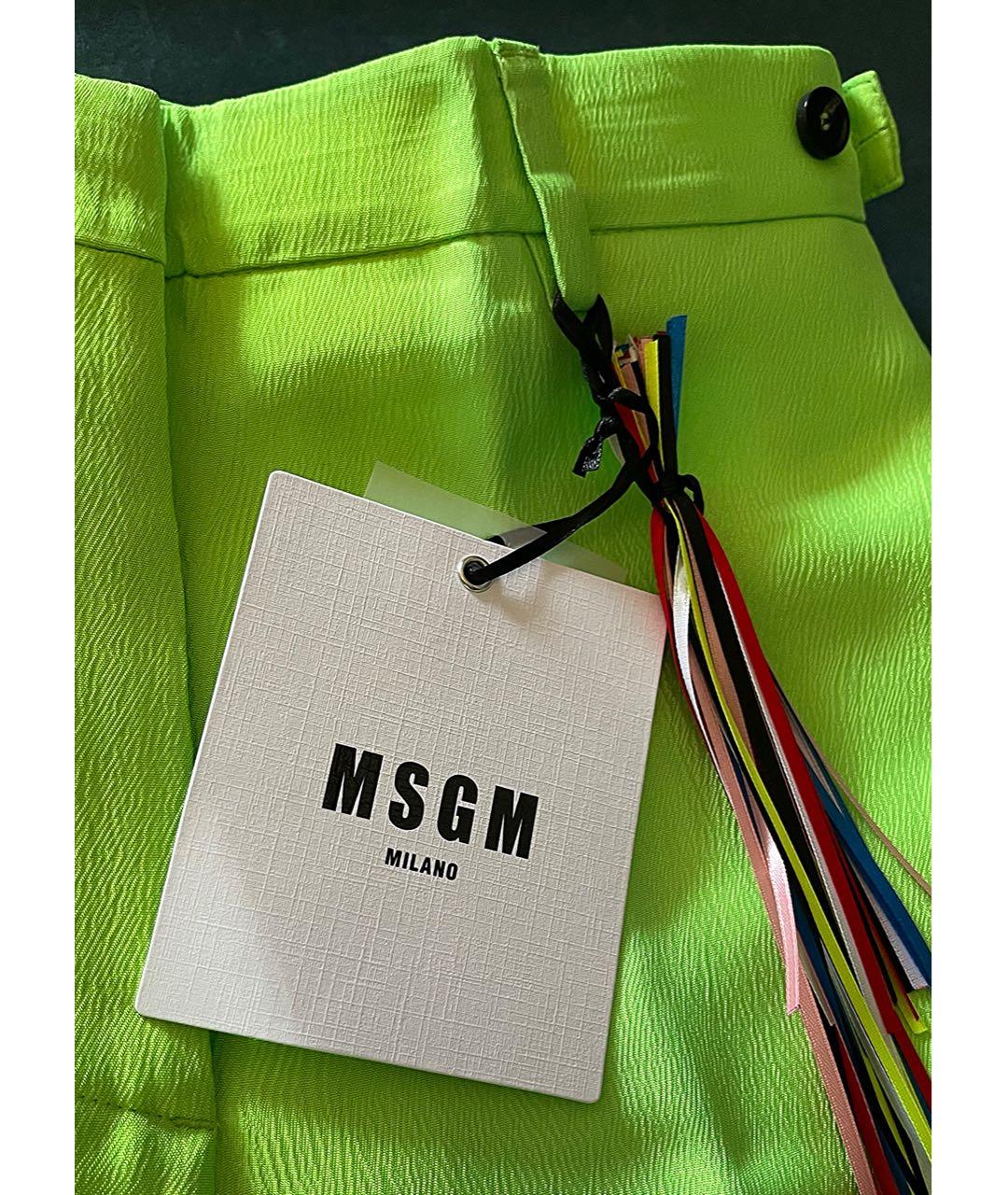 MSGM Салатовые вискозные прямые брюки, фото 5