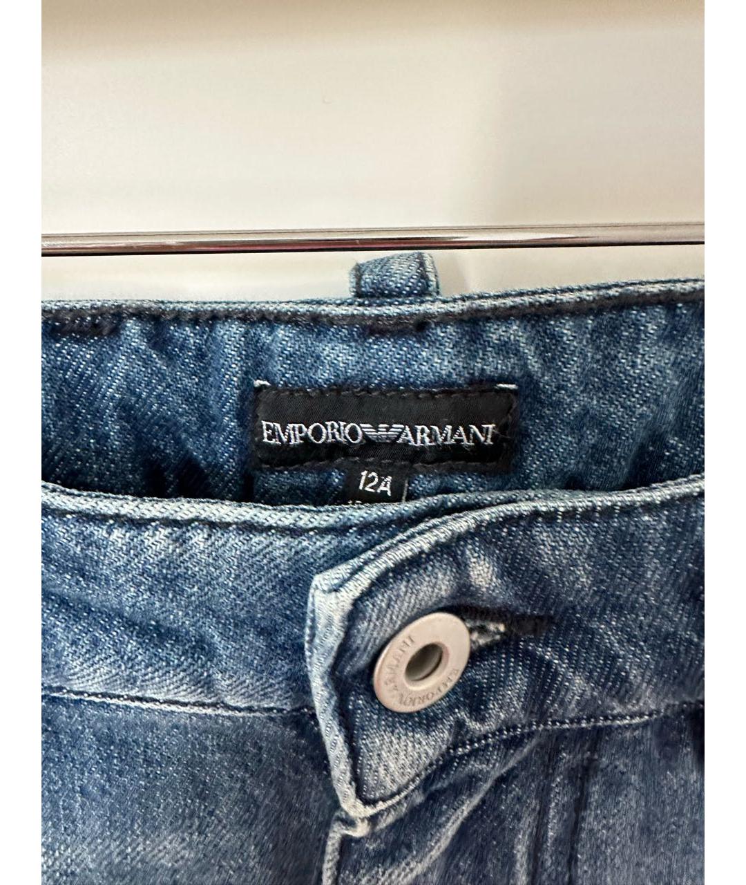 EMPORIO ARMANI Синие хлопковые детские джинсы, фото 4