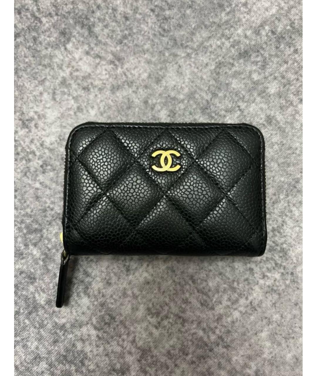 CHANEL Черный кожаный кошелек, фото 5