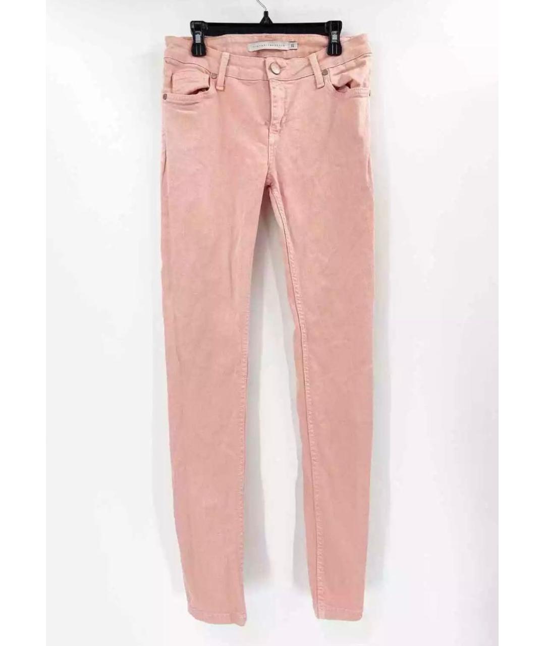 VICTORIA BECKHAM Розовые хлопковые джинсы слим, фото 6