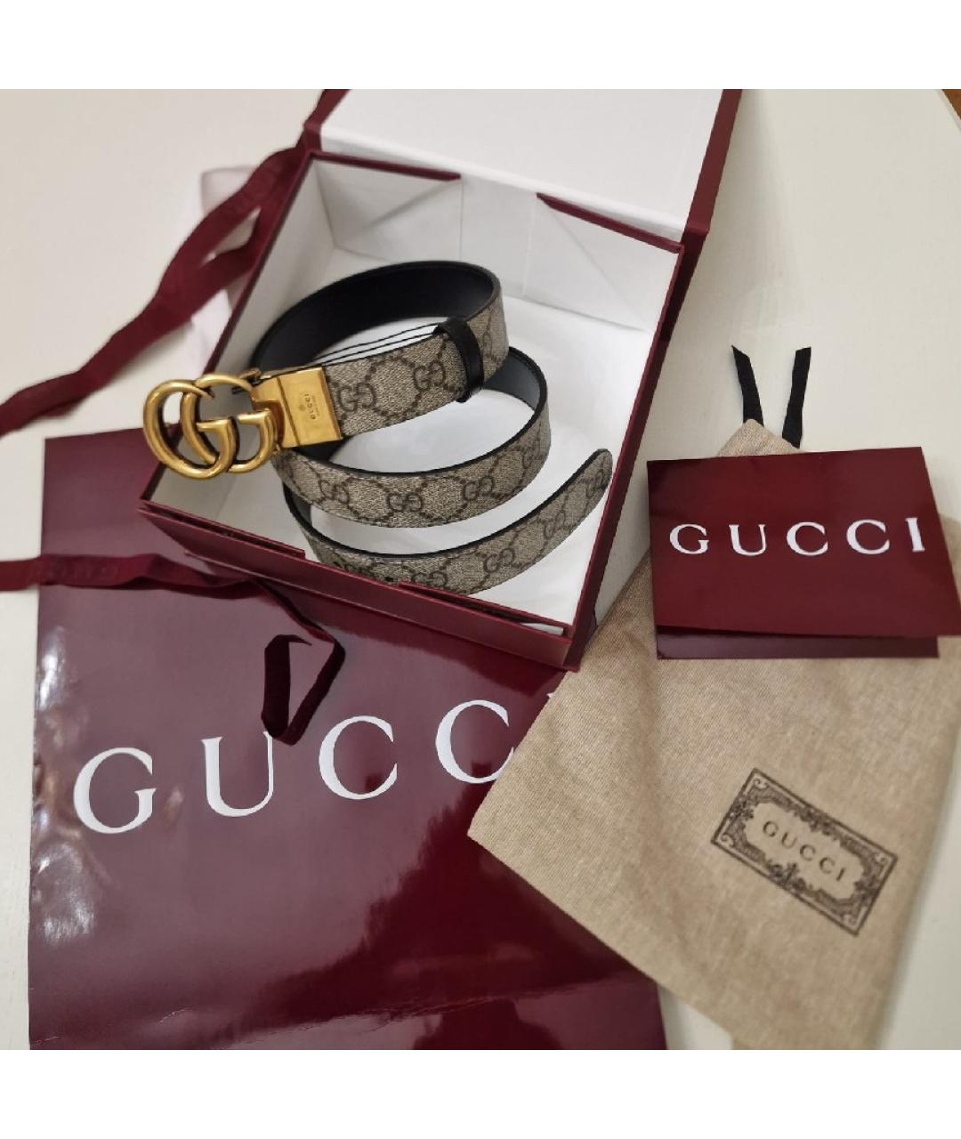 GUCCI Бежевый кожаный ремень, фото 5