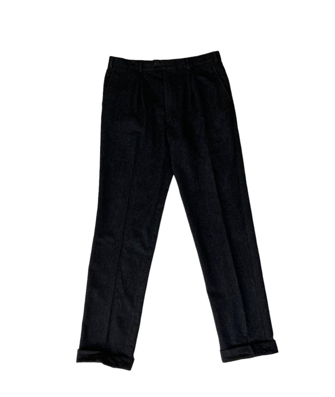 BURBERRY Антрацитовые вискозные классические брюки, фото 1