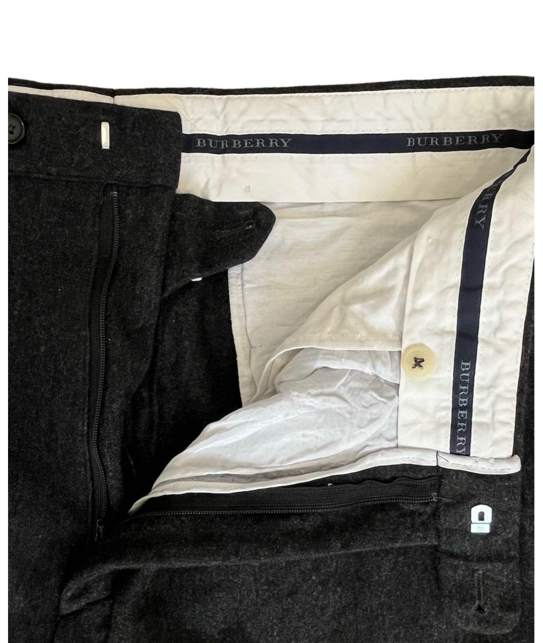 BURBERRY Антрацитовые вискозные классические брюки, фото 3