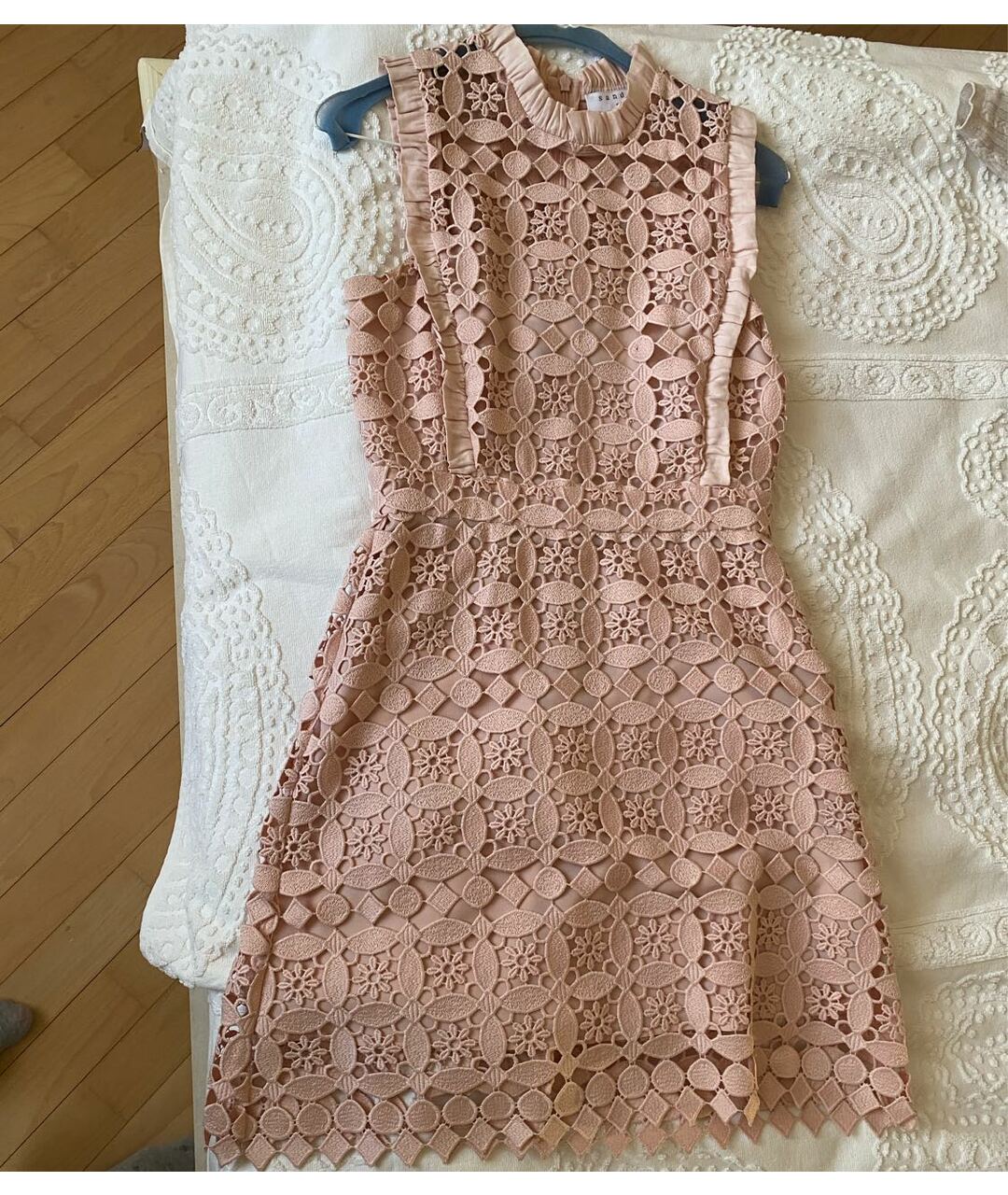 SANDRO Розовое кружевное повседневное платье, фото 5