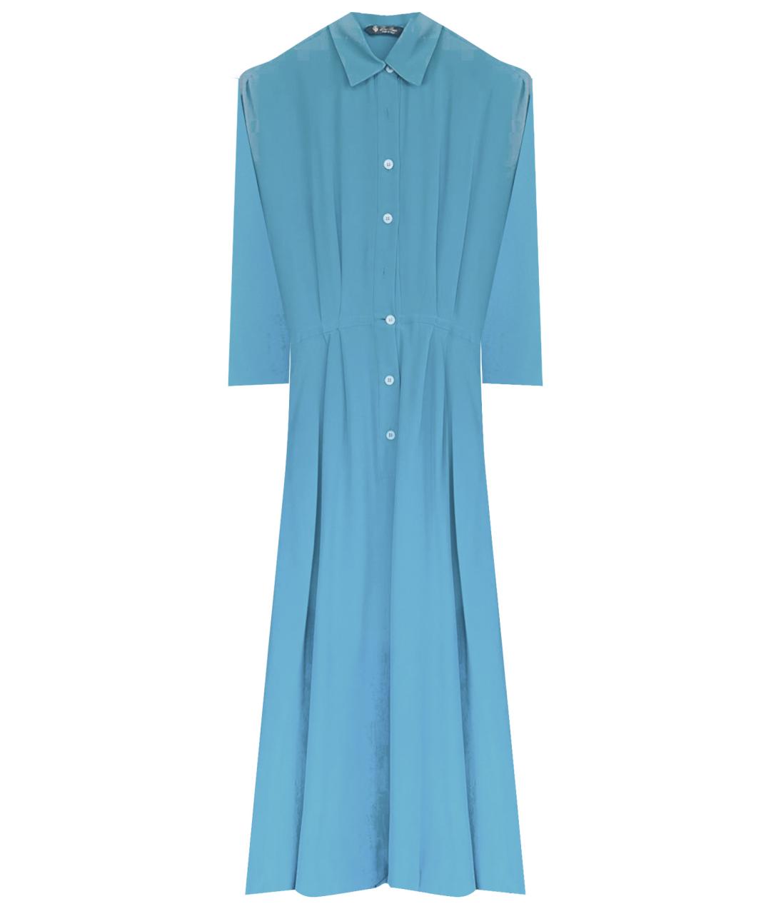 LORO PIANA Голубое шелковое повседневное платье, фото 1