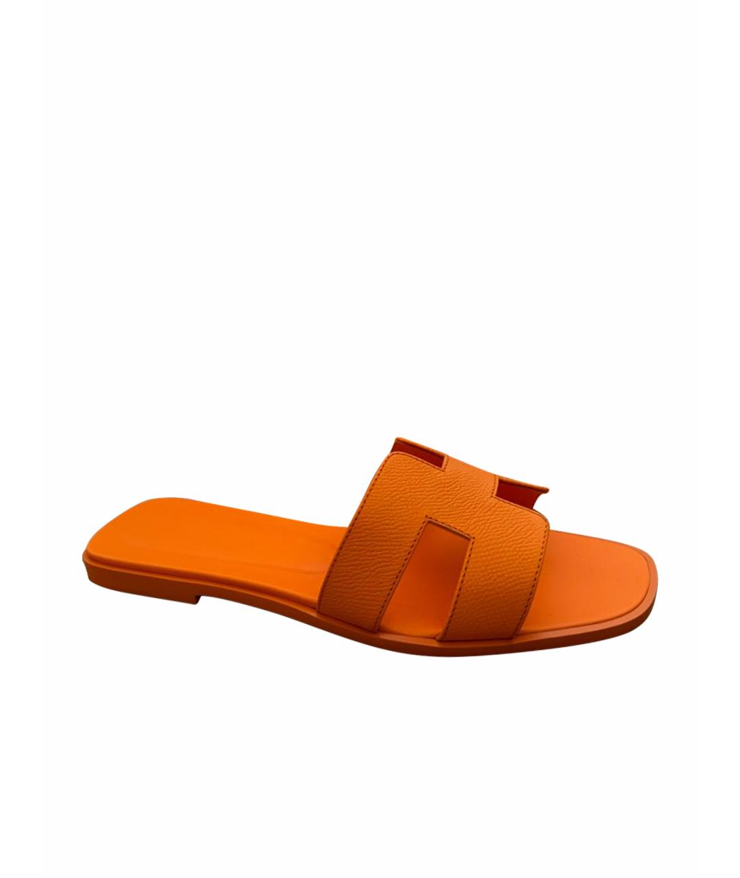 HERMES PRE-OWNED Оранжевое кожаные сандалии, фото 1
