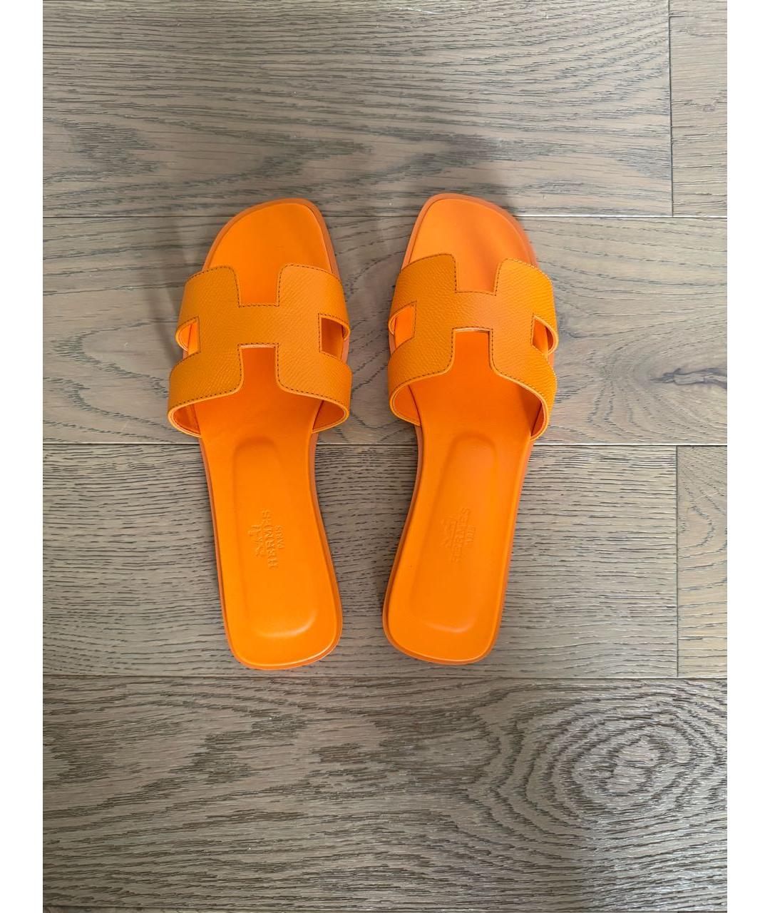 HERMES PRE-OWNED Оранжевое кожаные сандалии, фото 3