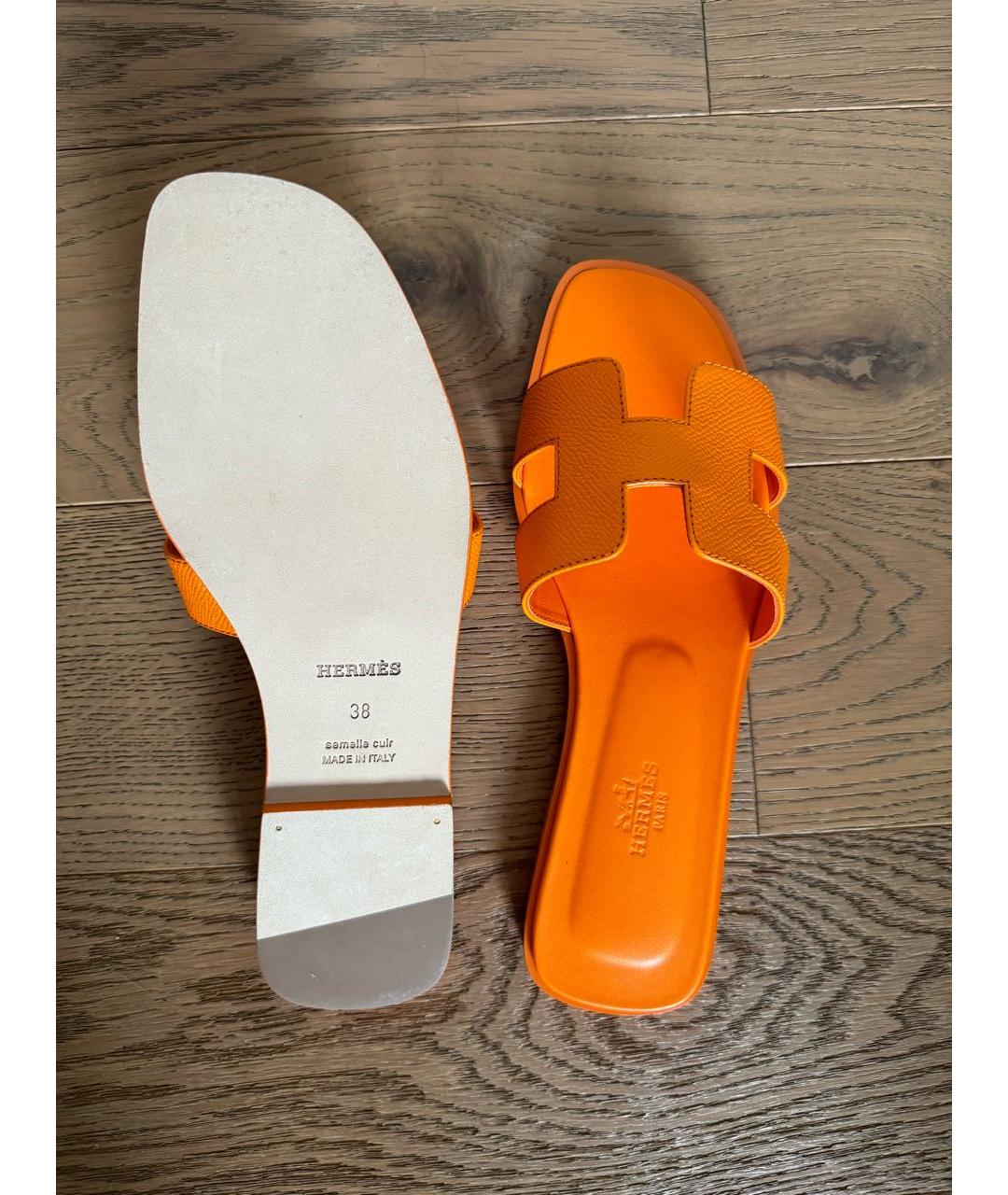 HERMES PRE-OWNED Оранжевое кожаные сандалии, фото 5