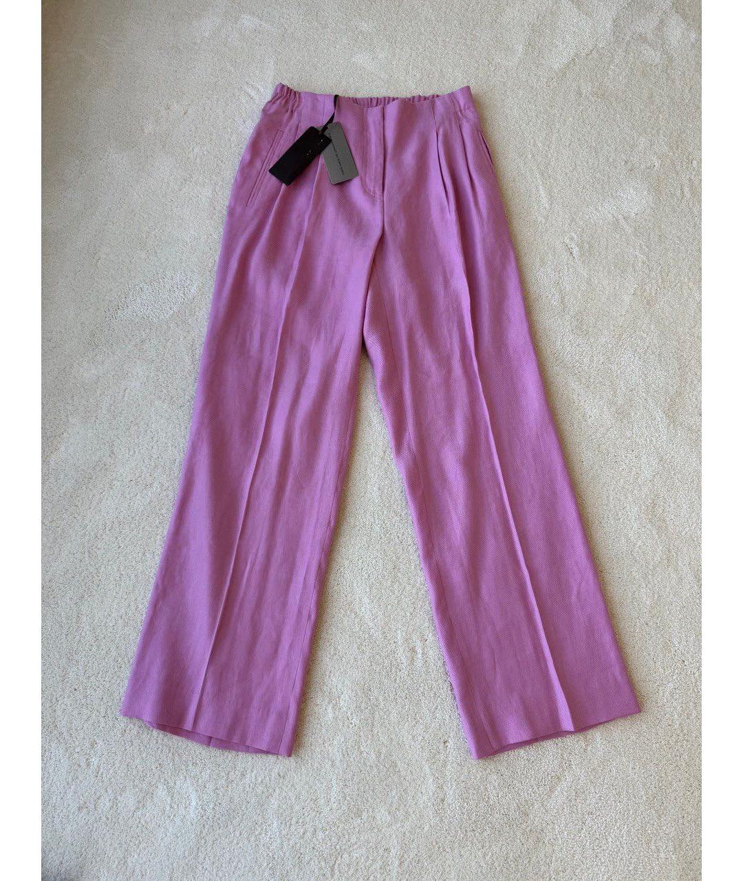 ERMANNO SCERVINO Розовые вискозные прямые брюки, фото 9