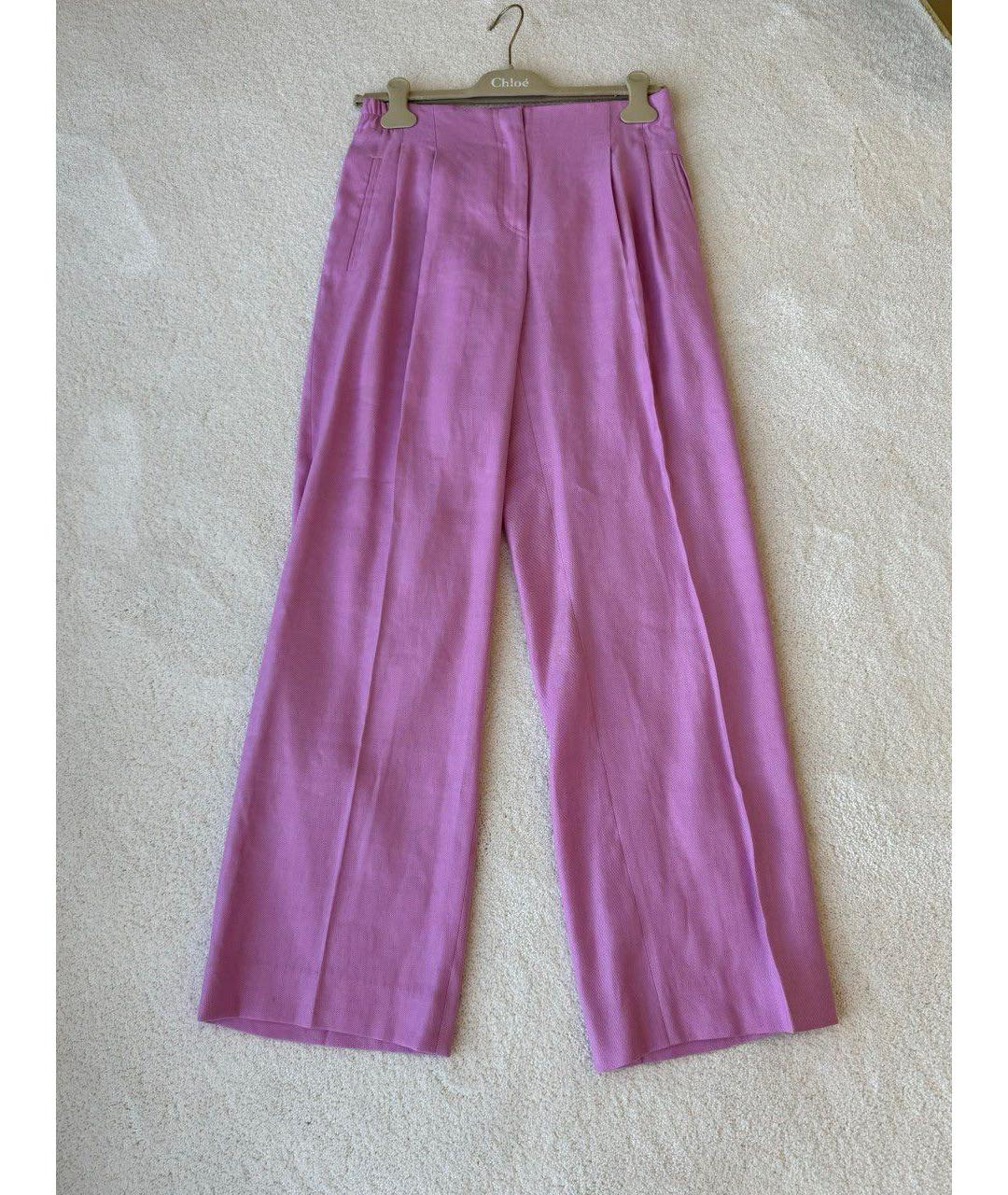 ERMANNO SCERVINO Розовые вискозные прямые брюки, фото 8