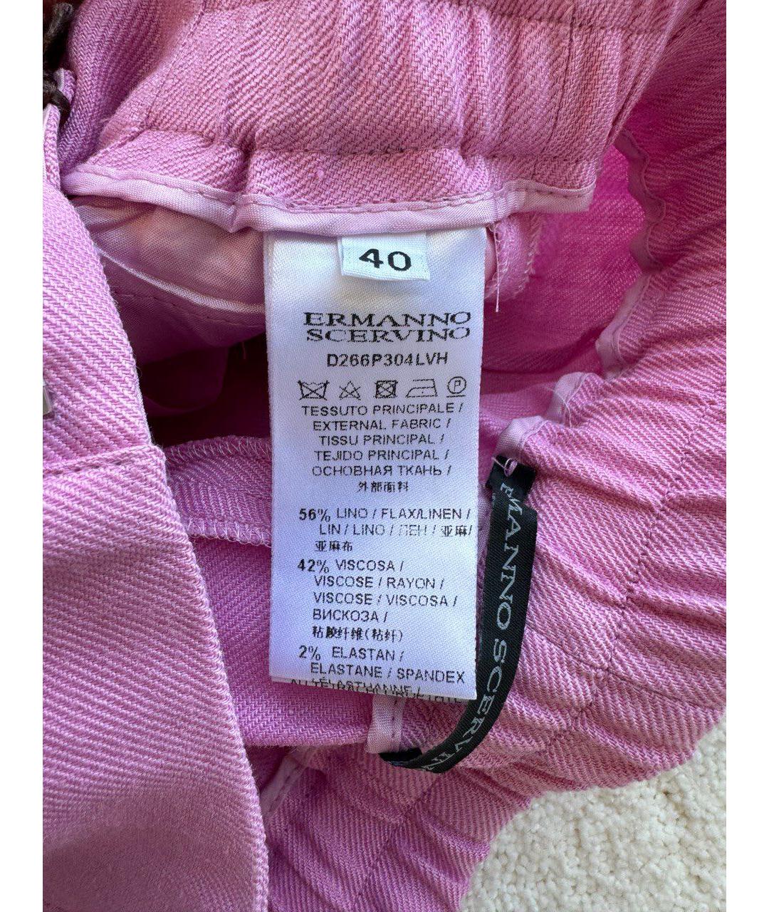 ERMANNO SCERVINO Розовые вискозные прямые брюки, фото 4