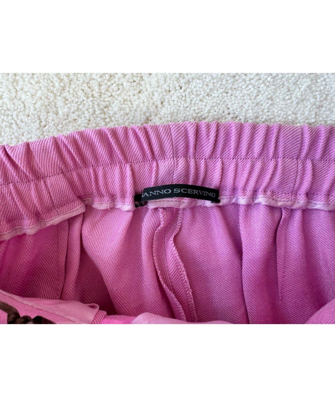 ERMANNO SCERVINO Розовые вискозные прямые брюки, фото 7