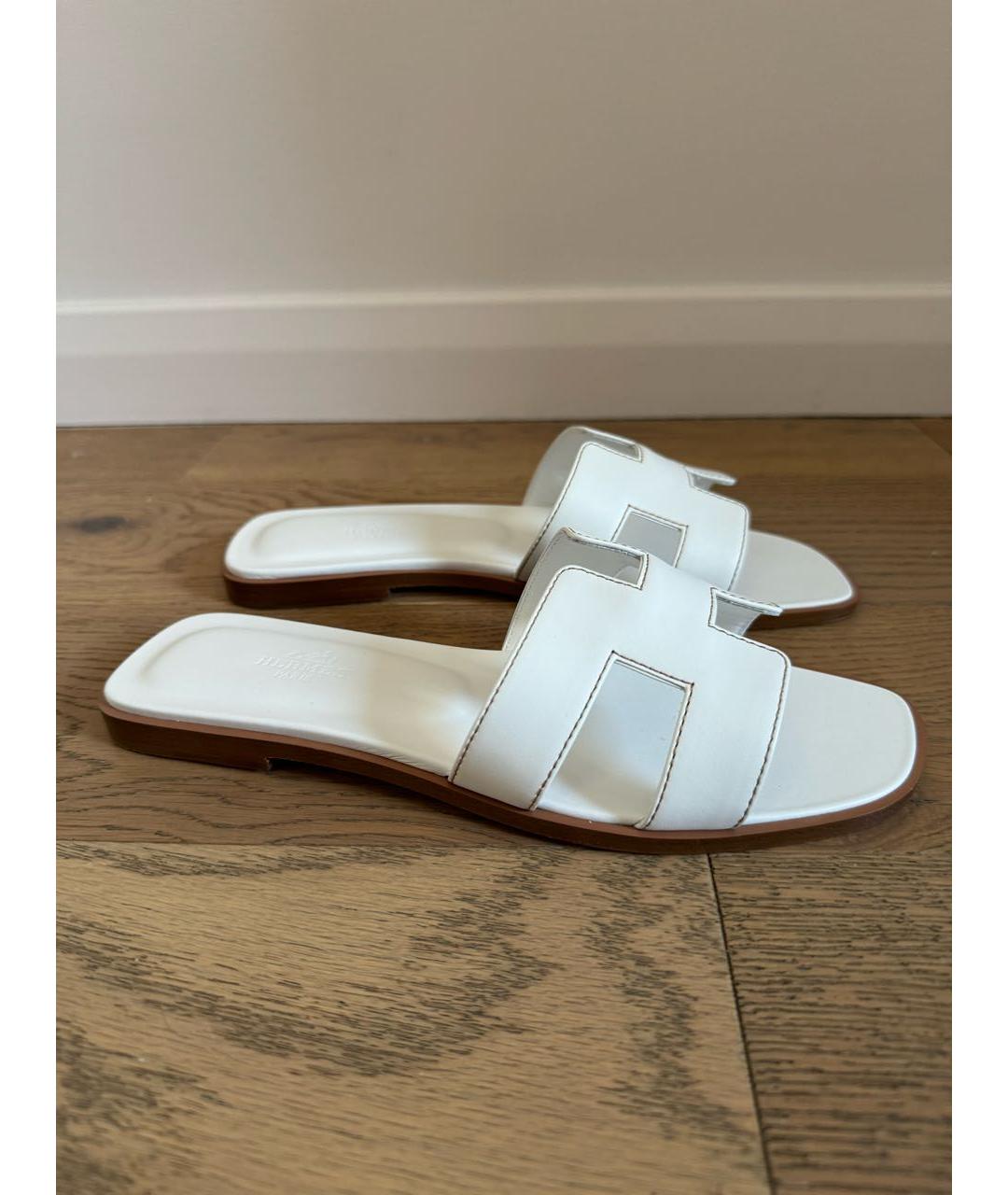 HERMES PRE-OWNED Белые кожаные сандалии, фото 7