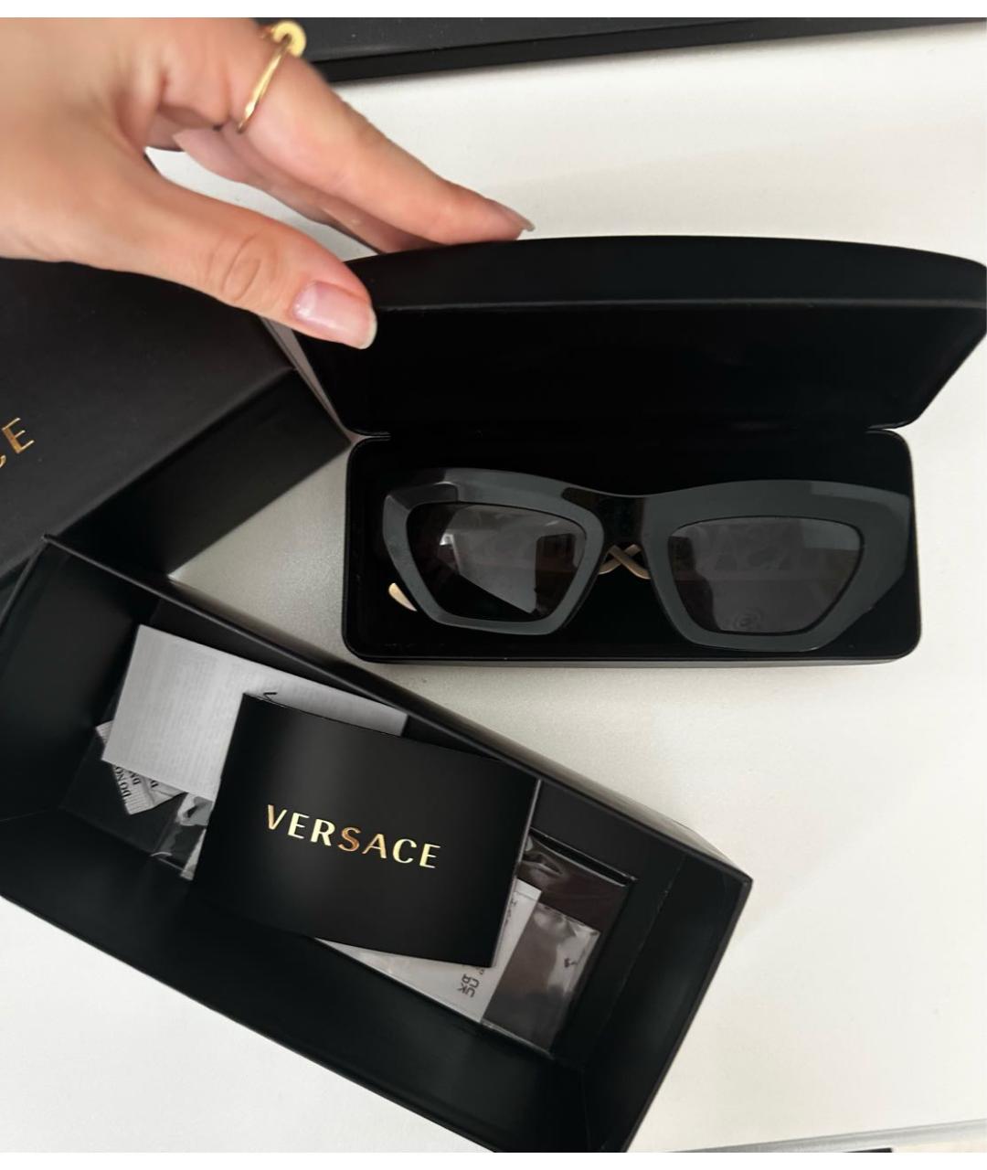 VERSACE Черные металлические солнцезащитные очки, фото 4