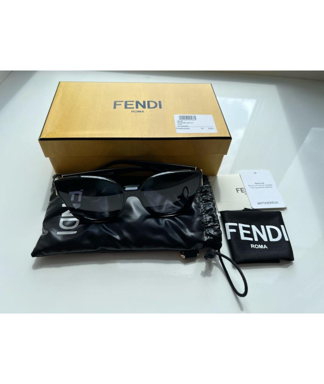 FENDI Черные пластиковые солнцезащитные очки, фото 4