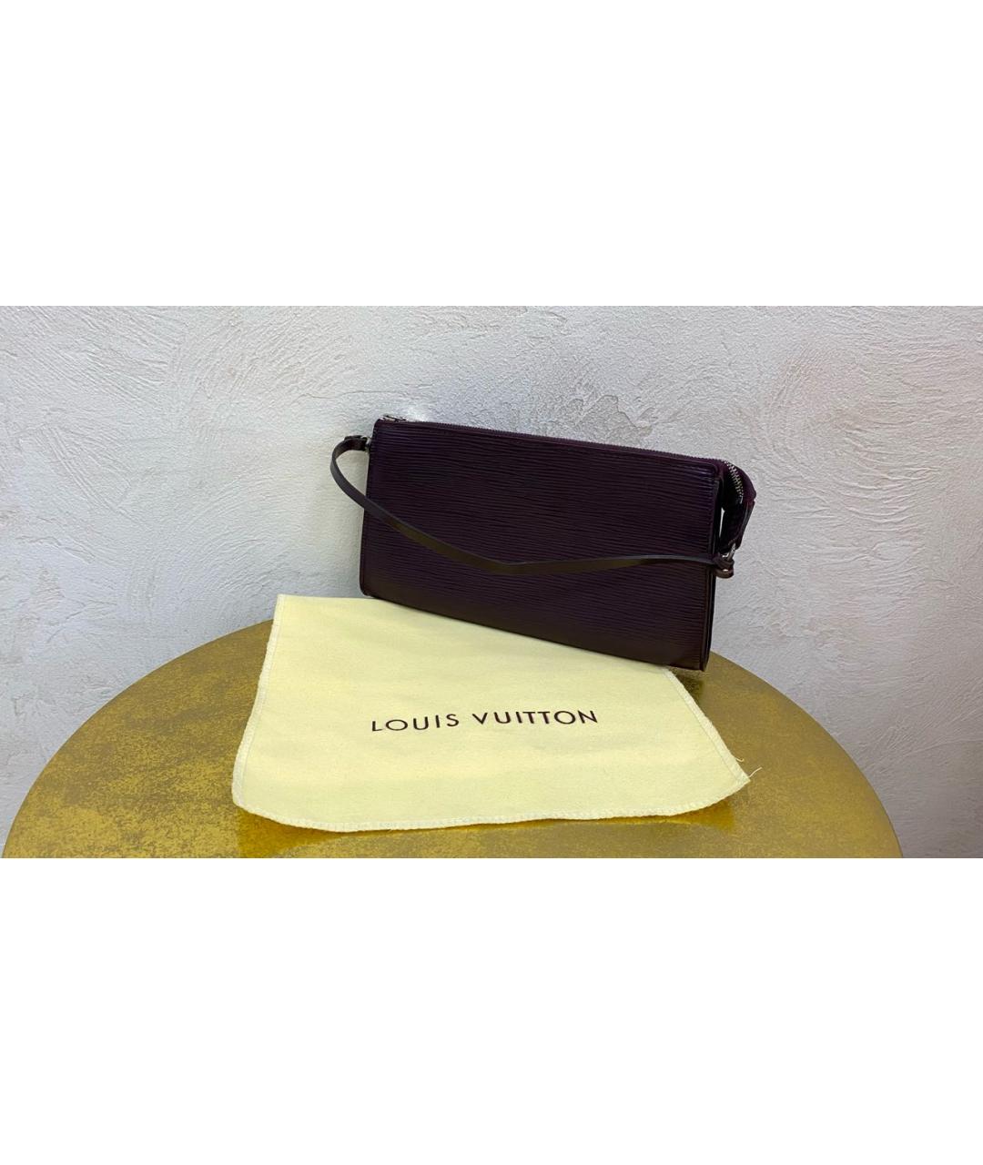LOUIS VUITTON PRE-OWNED Фиолетовая кожаная сумка с короткими ручками, фото 9