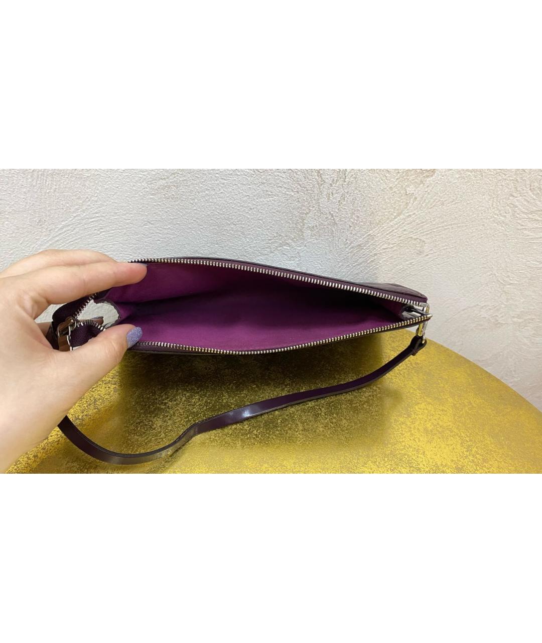 LOUIS VUITTON PRE-OWNED Фиолетовая кожаная сумка с короткими ручками, фото 4