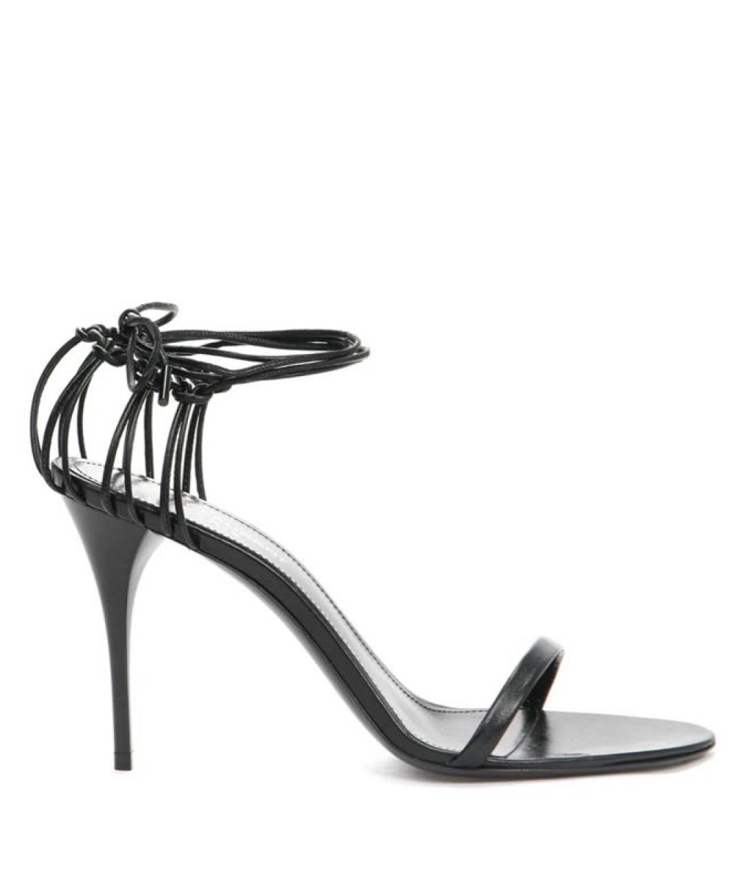 SAINT LAURENT Черные кожаные босоножки, фото 1