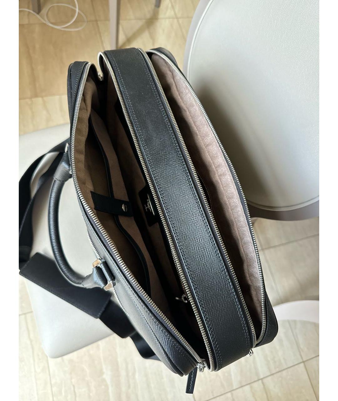 SERAPIAN Черный кожаный портфель, фото 4