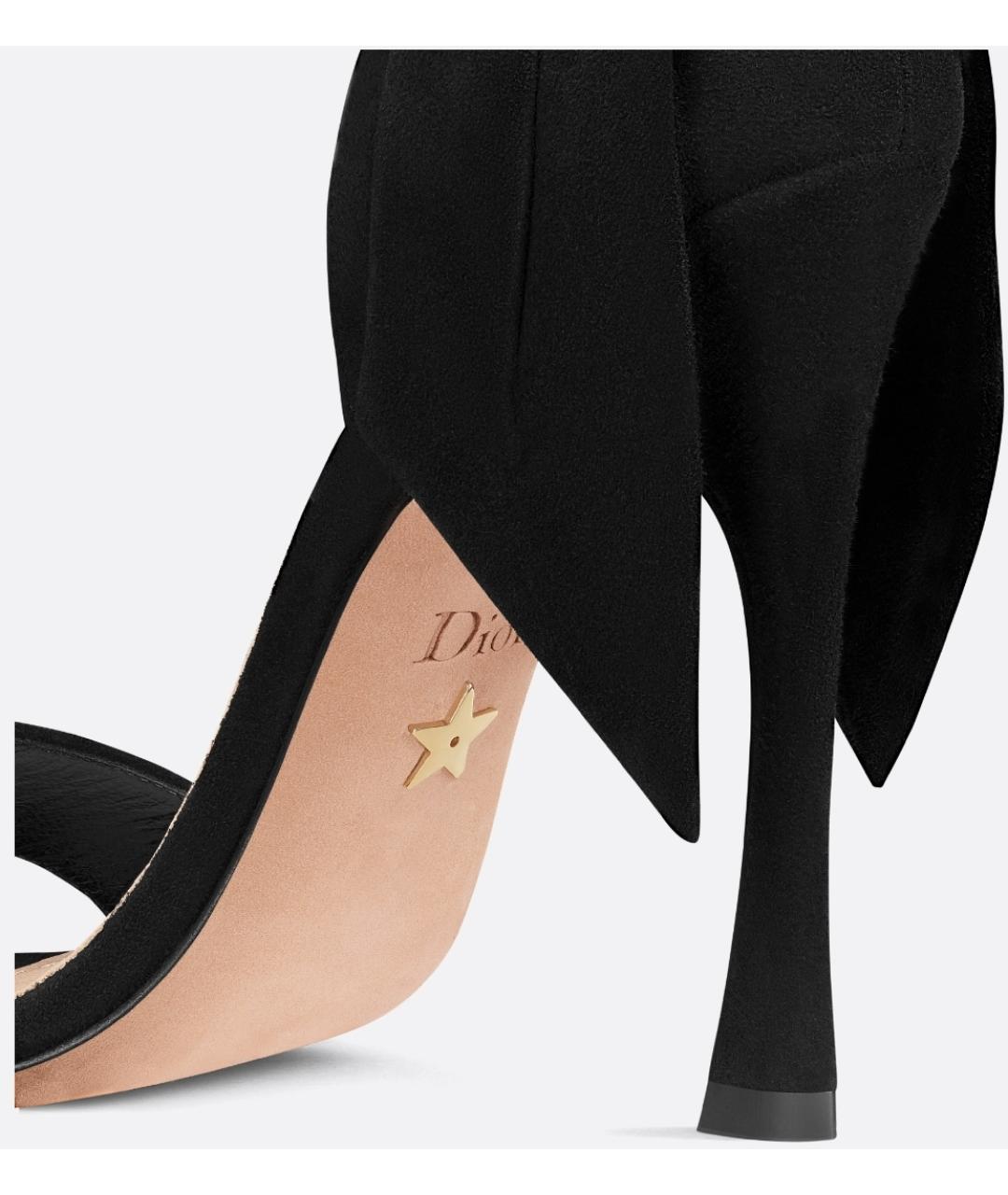 CHRISTIAN DIOR Черные кожаные босоножки, фото 4