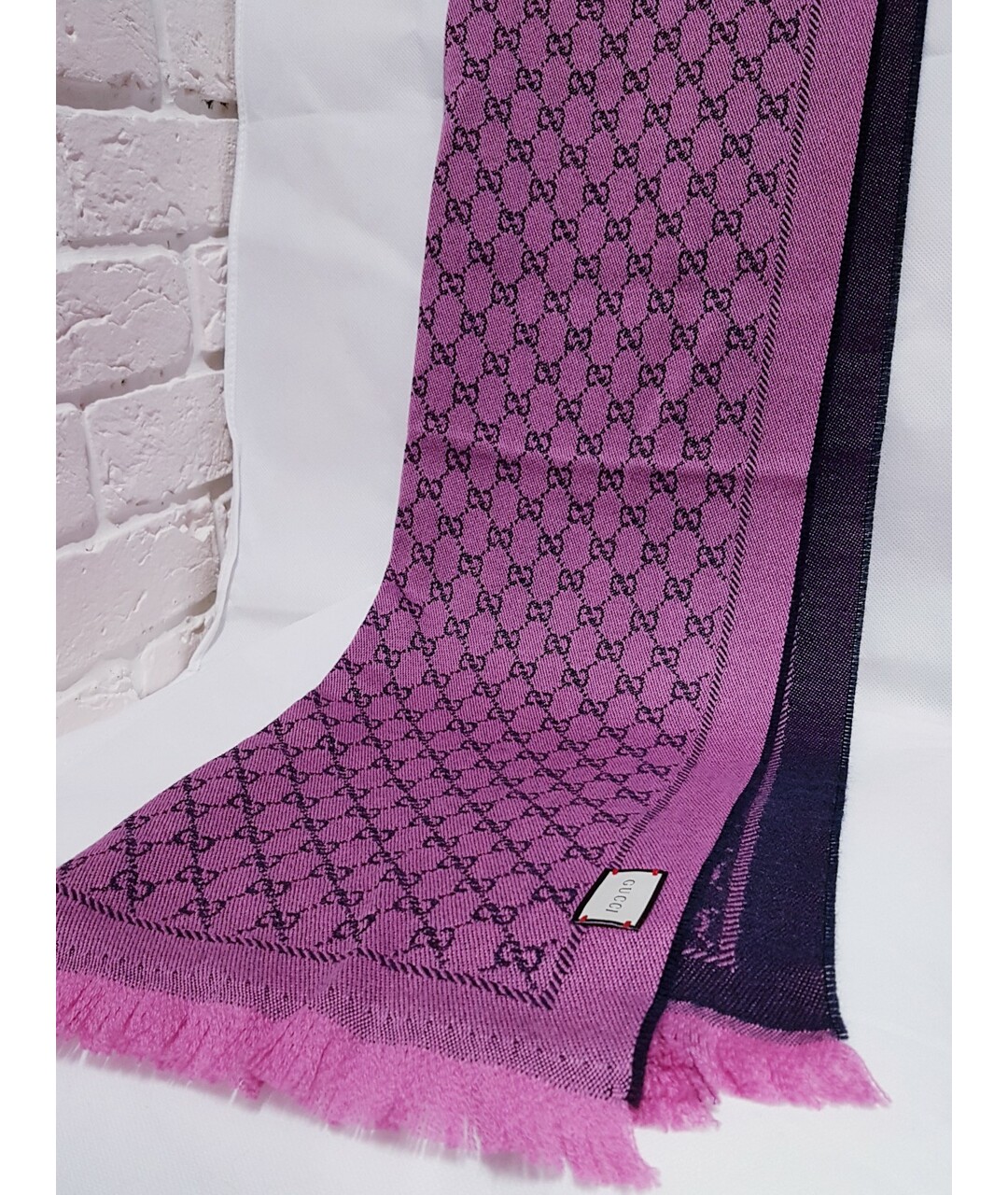 GUCCI Розовый шерстяной шарф, фото 4