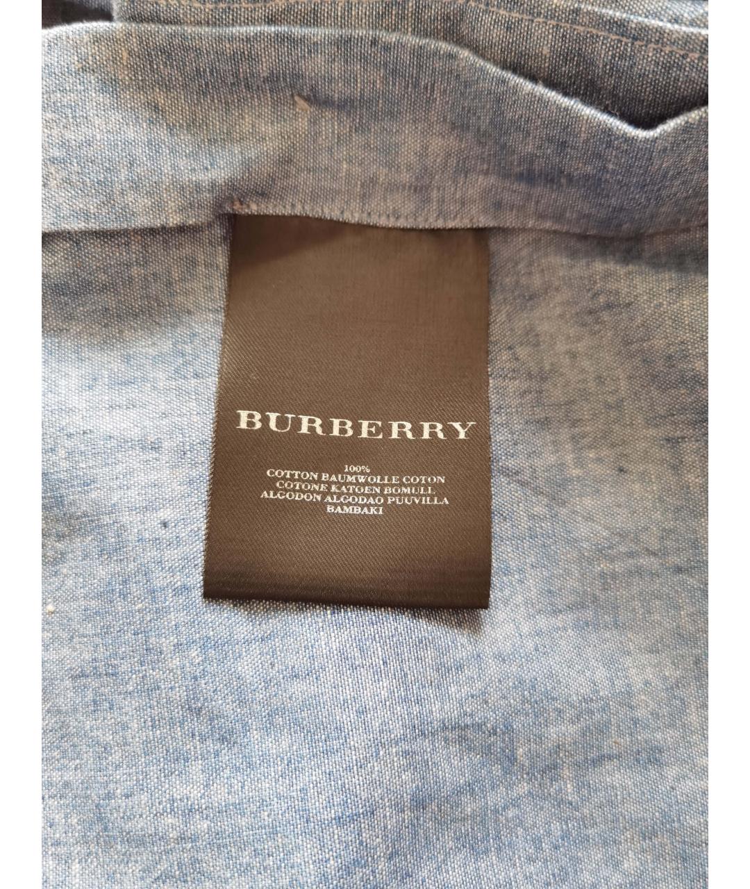 BURBERRY Синяя хлопко-шелковая кэжуал рубашка, фото 3