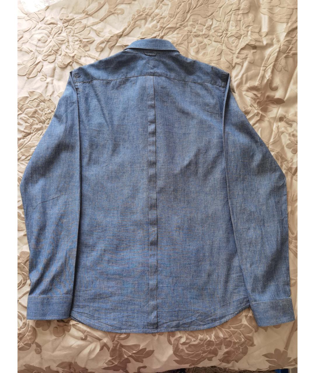 BURBERRY Синяя хлопко-шелковая кэжуал рубашка, фото 2