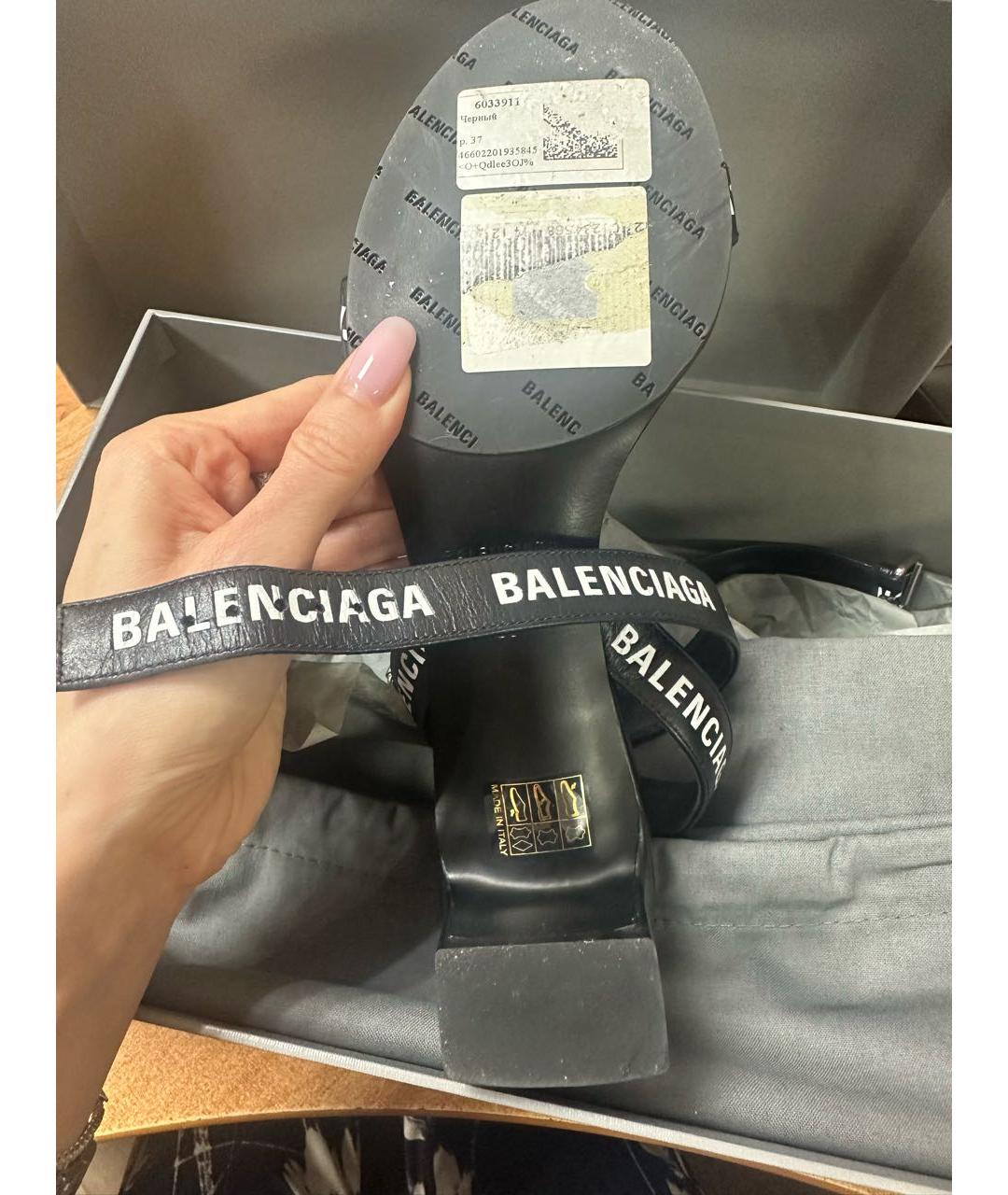 BALENCIAGA Черные кожаные босоножки, фото 3