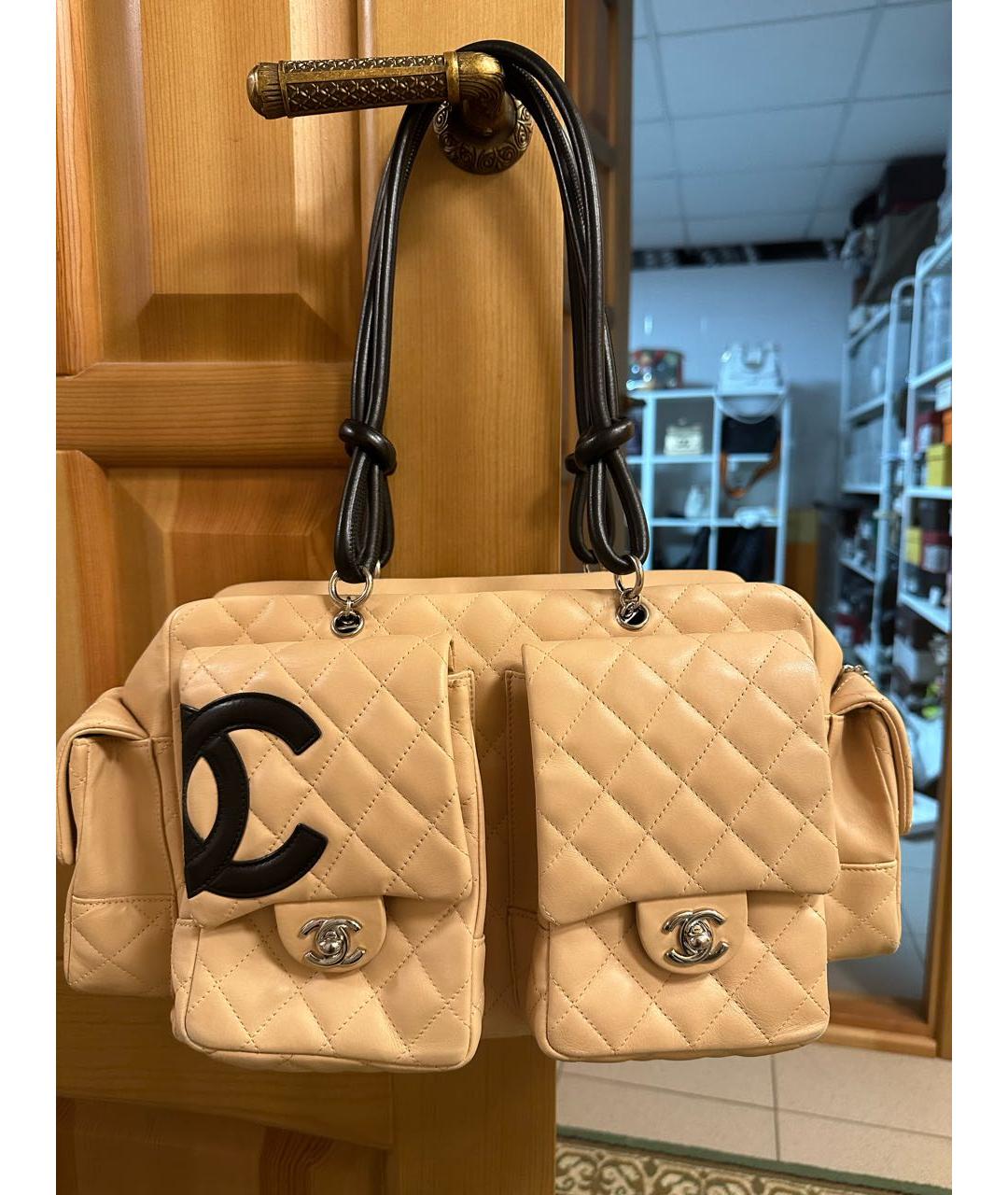 CHANEL PRE-OWNED Бежевая кожаная сумка тоут, фото 9