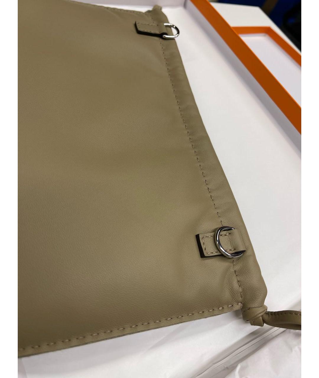 HERMES PRE-OWNED Коричневая кожаная сумка с короткими ручками, фото 5
