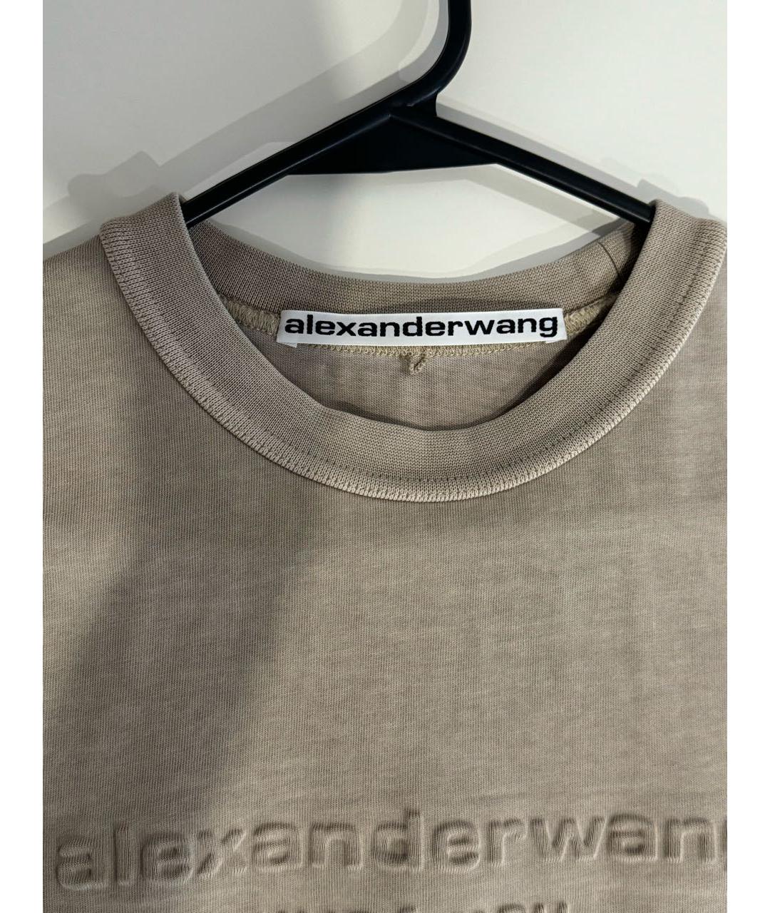 ALEXANDER WANG Бежевая хлопковая футболка, фото 4