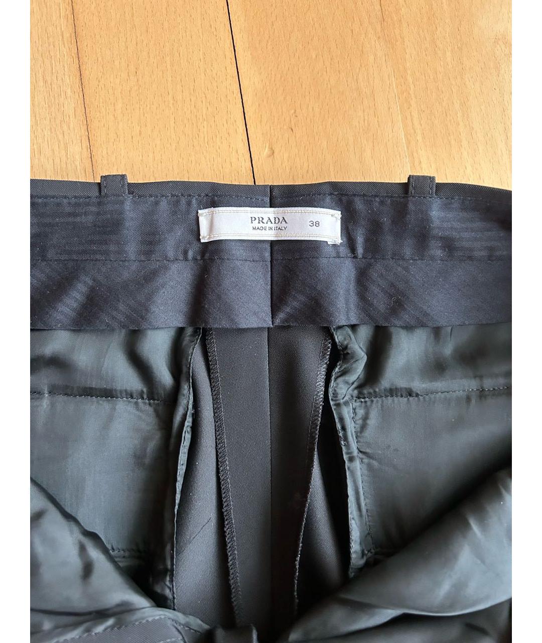 PRADA Черные полиэстеровые брюки узкие, фото 4