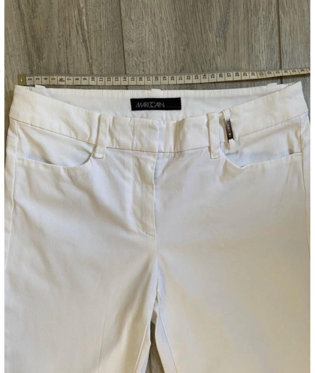MARC CAIN Белые хлопко-эластановые брюки узкие, фото 3